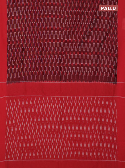 Ikat cotton saree maroon and red with allover ikat weaves and simple border