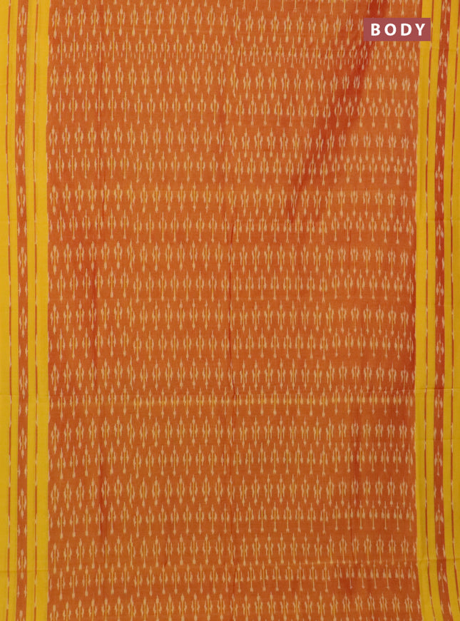 Ikat cotton saree dual shade of mustard and yellow with allover ikat butta weaves and rettapet ikat border