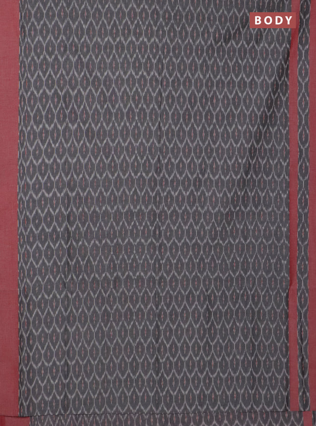 Ikat cotton saree grey and red shade with allover ikat weaves and rettapet ikat border