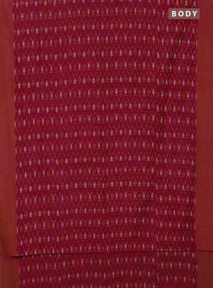 Ikat cotton saree reddish pink and sunset orange with allover ikat weaves and simple border