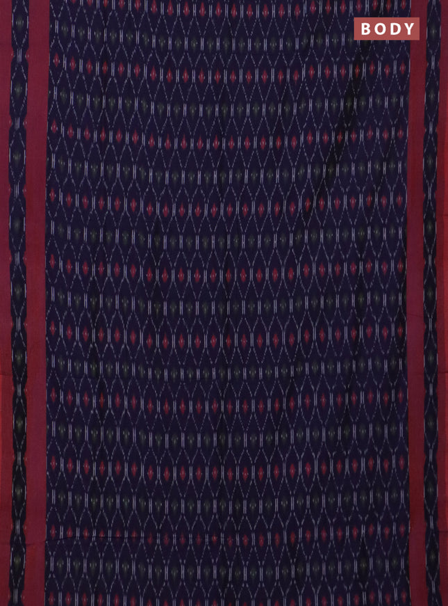 Ikat cotton saree navy blue and maroon with allover ikat weaves and rettapet ikat border