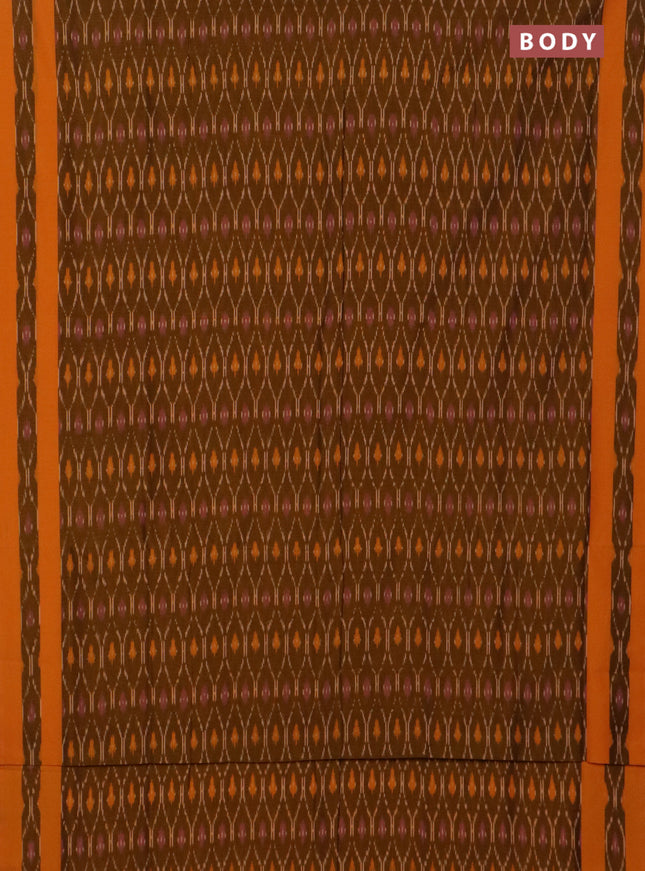 Ikat cotton saree dark mustard and mango yellow with allover ikat weaves and rettapet ikat border