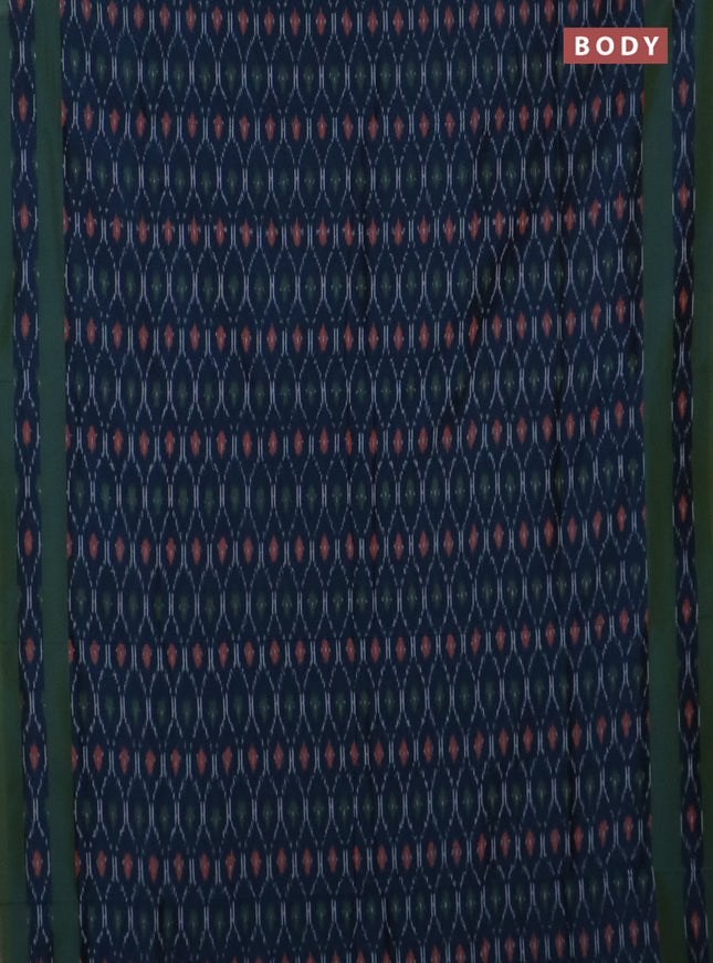 Ikat cotton saree peacock green and sap green with allover ikat weaves and rettapet ikat border