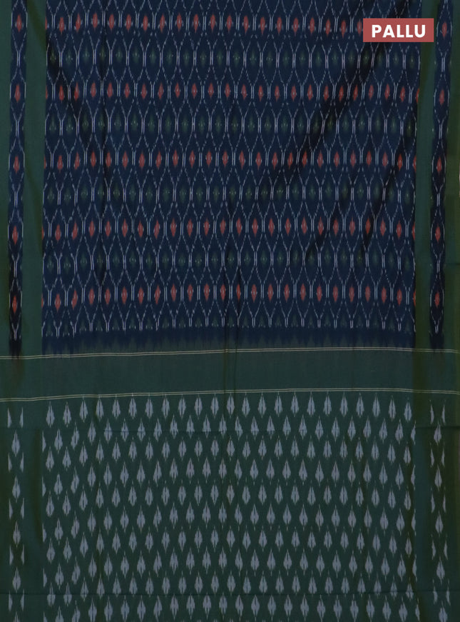 Ikat cotton saree peacock green and sap green with allover ikat weaves and rettapet ikat border