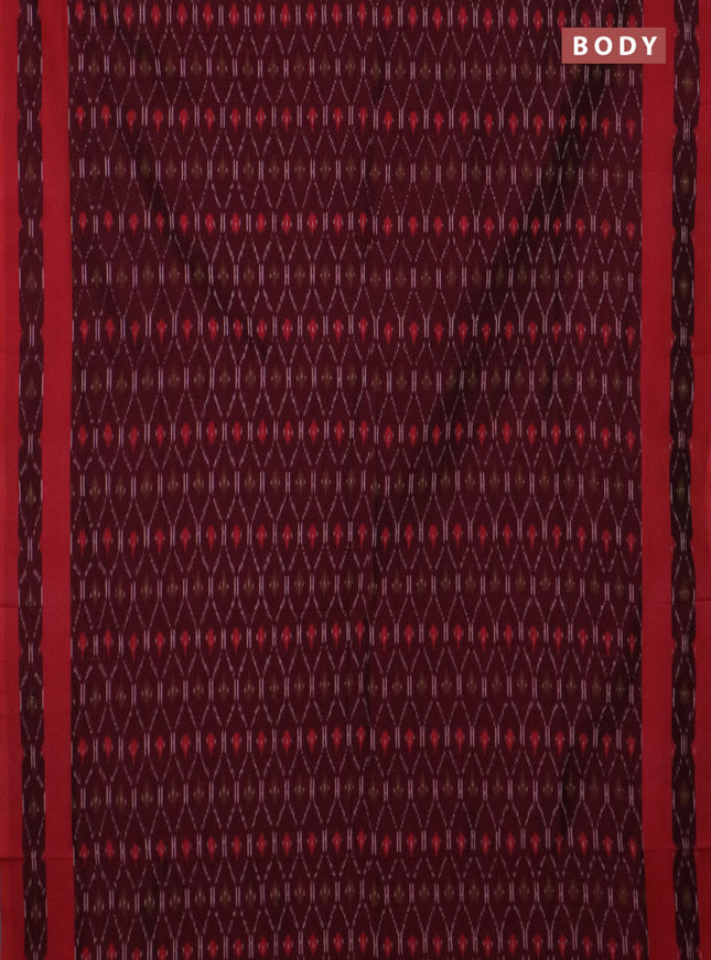 Ikat cotton saree wine shade and red with allover ikat weaves and rettapet ikat border