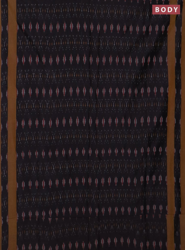 Ikat cotton saree brown shade and mustard yellow with allover ikat weaves and rettapet ikat border