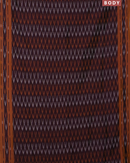 Ikat cotton saree deep maroon and dark mustard with allover ikat weaves and rettapet ikat border