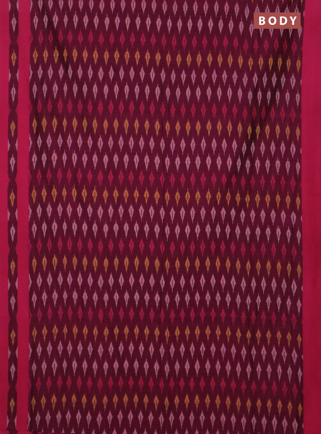 Ikat cotton saree dark magenta and pink with allover ikat butta weaves and rettapet ikat border