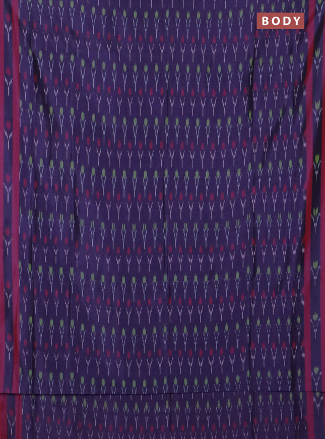 Ikat cotton saree violet and maroon with allover ikat weaves and rettapet ikat border