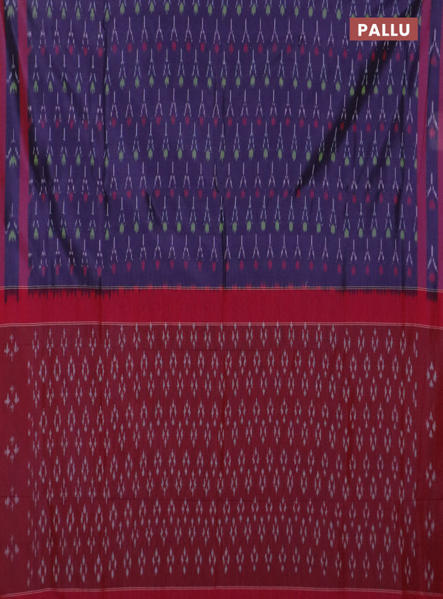 Ikat cotton saree violet and maroon with allover ikat weaves and rettapet ikat border