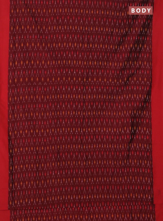 Ikat cotton saree maroon and red with allover ikat weaves and simple border