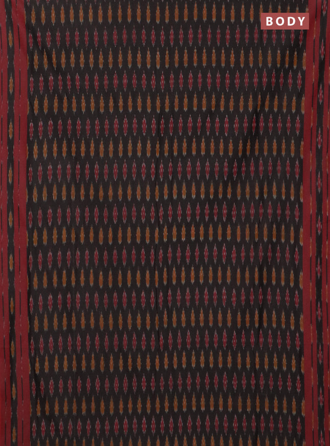 Ikat cotton saree elephant grey and maroon with allover ikat butta weaves and simple border