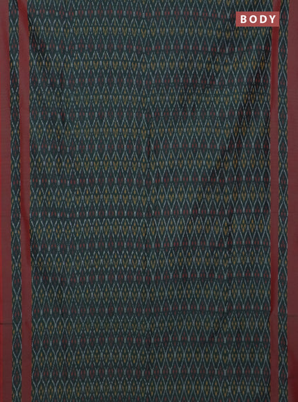 Ikat cotton saree dark green and maroon with allover ikat weaves and rettapet ikat border