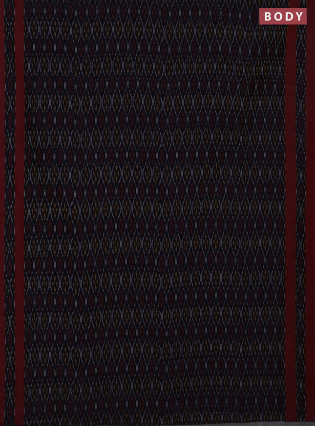 Ikat cotton saree black and maroon with allover ikat weaves and rettapet ikat border