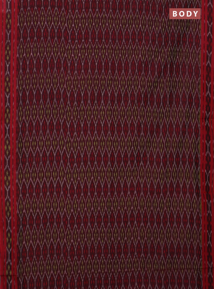 Ikat cotton saree deep maroon and red with allover ikat weaves and rettapet ikat border