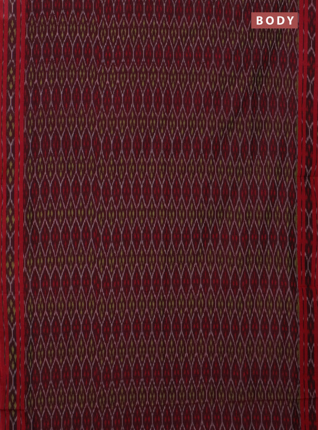Ikat cotton saree deep maroon and red with allover ikat weaves and rettapet ikat border