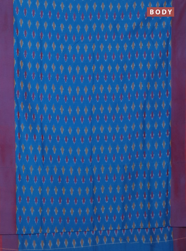 Ikat cotton saree cs blue and dual shade of maroon with allover ikat butta weaves and simple border