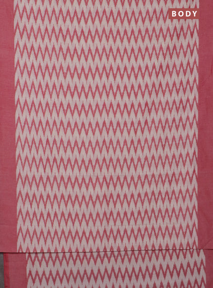 Ikat cotton saree cream and red with allover ikat zig zag weaves and simple border
