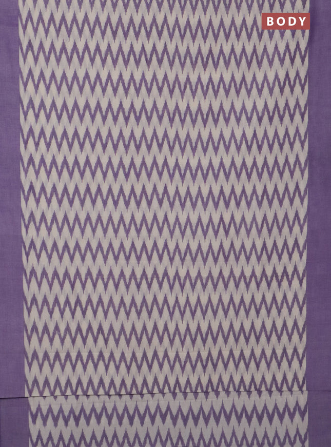Ikat cotton saree cream and lavender with allover ikat zig zag weaves and simple border