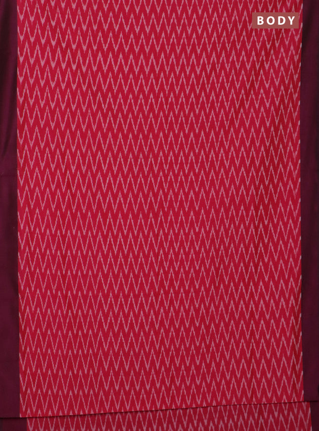 Ikat cotton saree pink and wine shade with allover ikat zig zag weaves and simple border