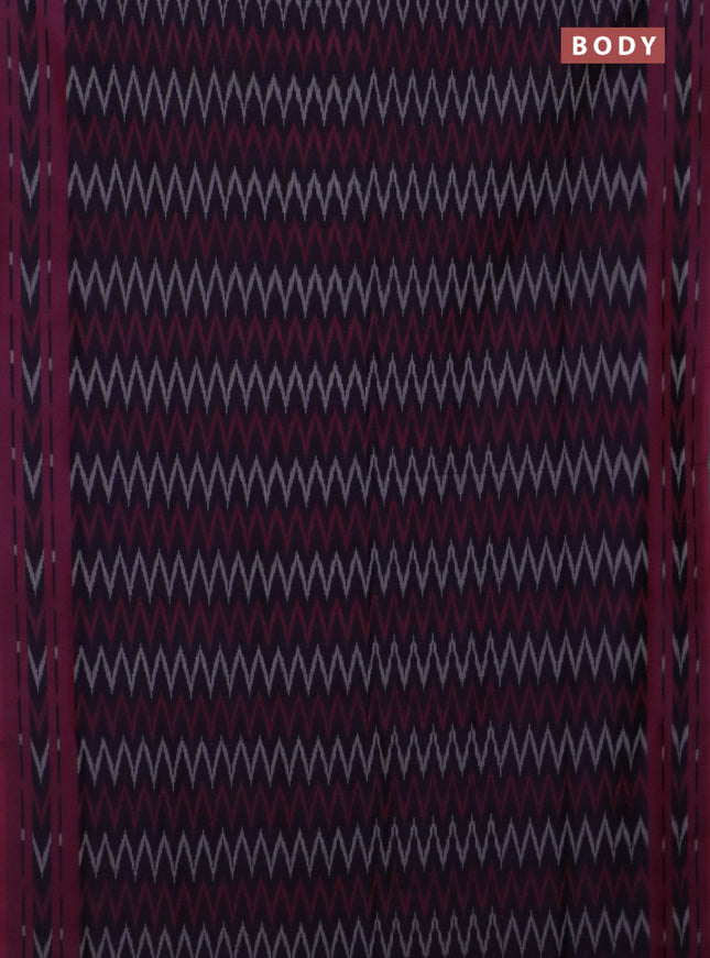 Ikat cotton saree deep jamun and magenat pink with allover ikat zig zag weaves and rettapet ikat border