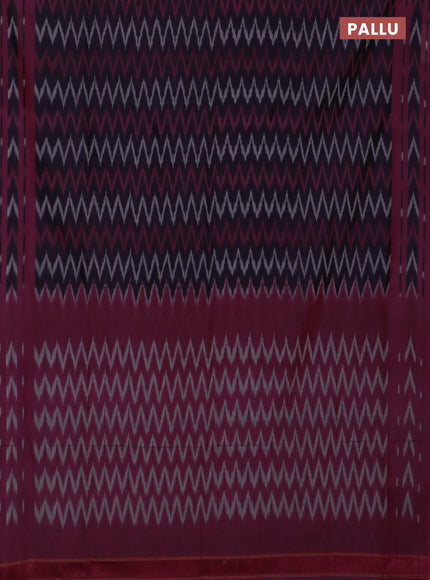 Ikat cotton saree deep jamun and magenta pink with allover ikat zig zag weaves and rettapet ikat border