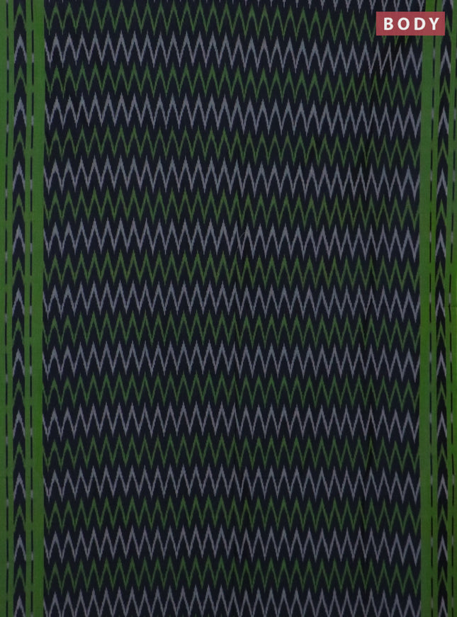 Ikat cotton saree navy blue and green with allover ikat zig zag weaves and rettapet ikat border