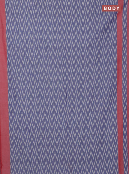 Ikat cotton saree blue and red with allover ikat zig zag weaves and rettapet ikat border