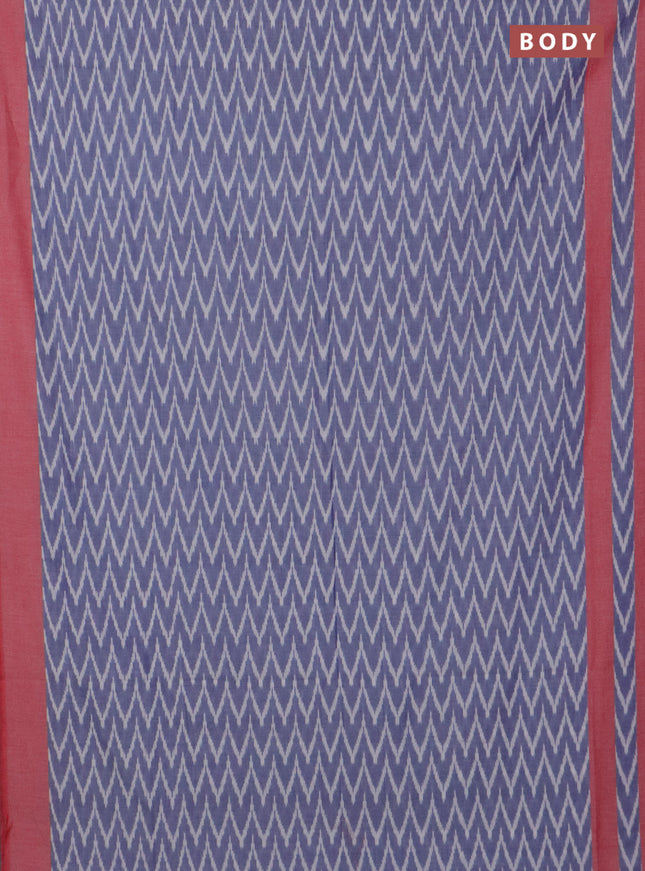Ikat cotton saree blue and red with allover ikat zig zag weaves and rettapet ikat border