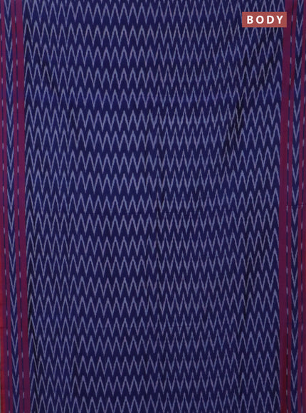Ikat cotton saree blue and dual shade of maroon with allover ikat zig zag weaves and rettapet ikat border