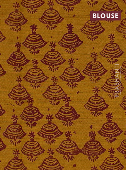Semi silk cotton saree maroon and dark mustard with embroidery buttas in borderless style