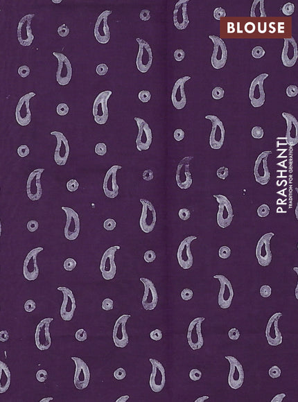 Semi silk cotton saree grey and purple with embroidery buttas in borderless style