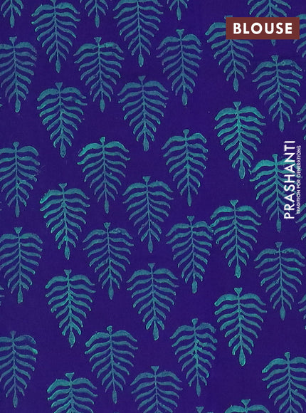 Semi silk cotton saree teal blue and blue with embroidery buttas in borderless style