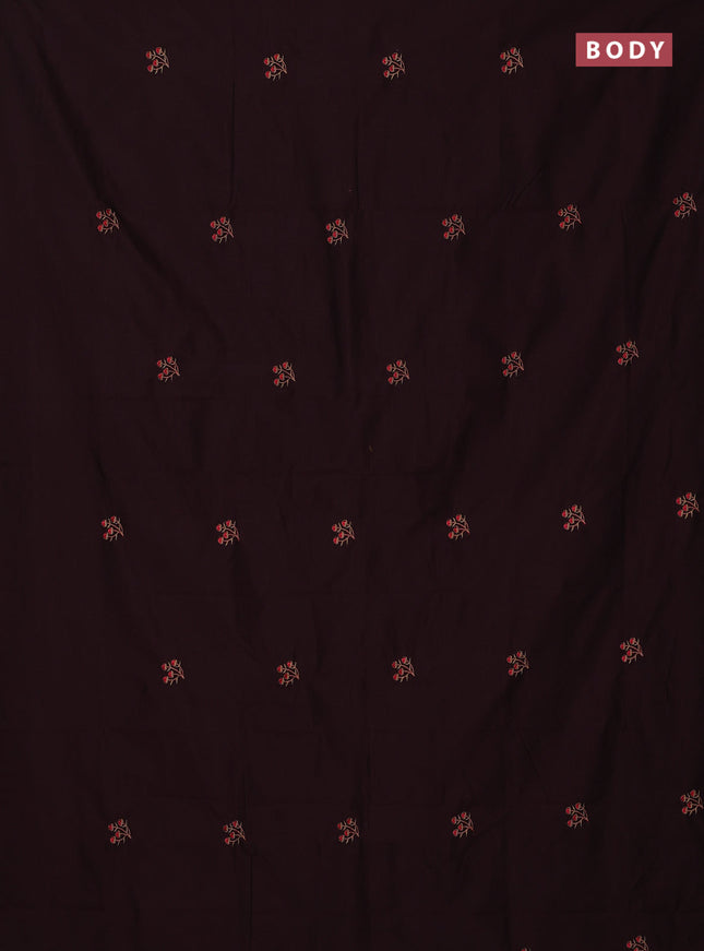 Semi silk cotton saree deep maroon and sandal with embroidery buttas in borderless style