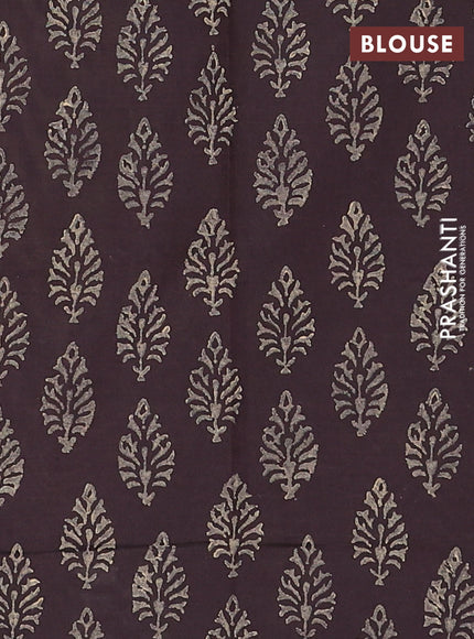 Semi silk cotton saree sandal and coffee brown with embroidery buttas in borderless style