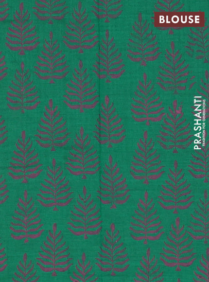 Semi silk cotton saree light pink and green with embroidery buttas in borderless style