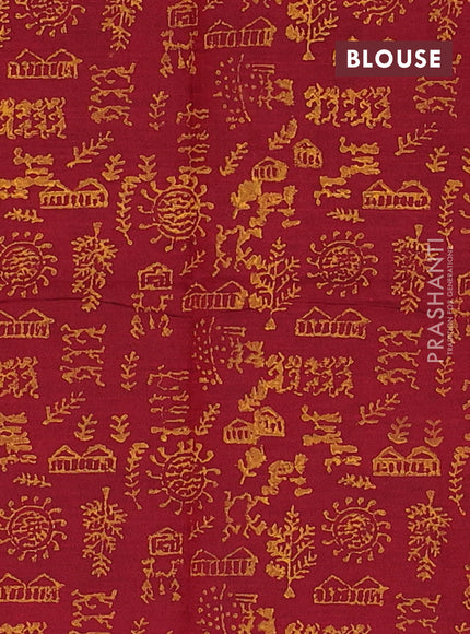 Semi silk cotton saree dark mustard and maroon with embroidery buttas in borderless style