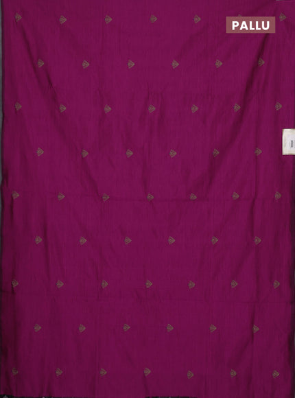 Semi silk cotton saree dark pink and pista green with embroidery buttas in borderless style