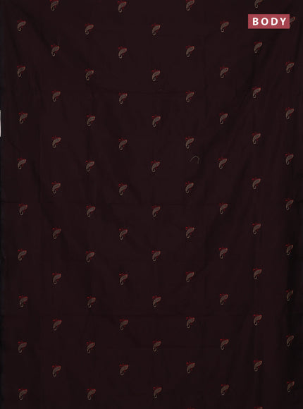 Semi silk cotton saree deep maroon and sandal with embroidery buttas in borderless style