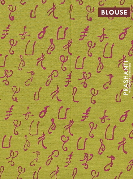 Semi silk cotton saree purple and mehendi green with embroidery buttas in borderless style
