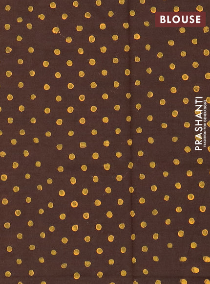 Semi silk cotton saree orange and brown shade with embroidery buttas in borderless style