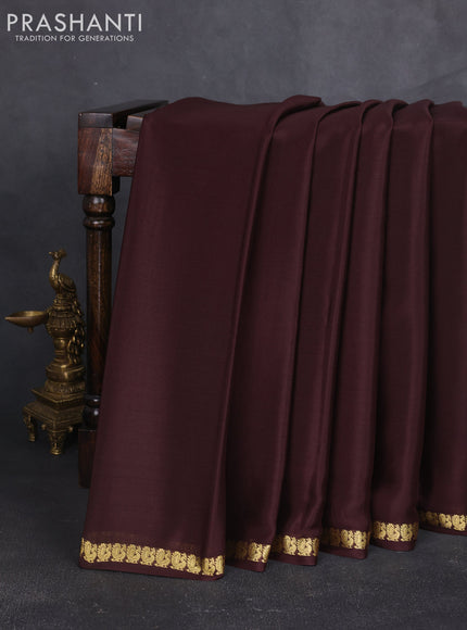 Pure mysore silk sareee coffee brown with plain body and annam zari woven border
