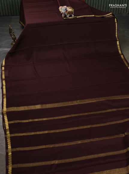 Pure mysore silk sareee coffee brown with plain body and annam zari woven border