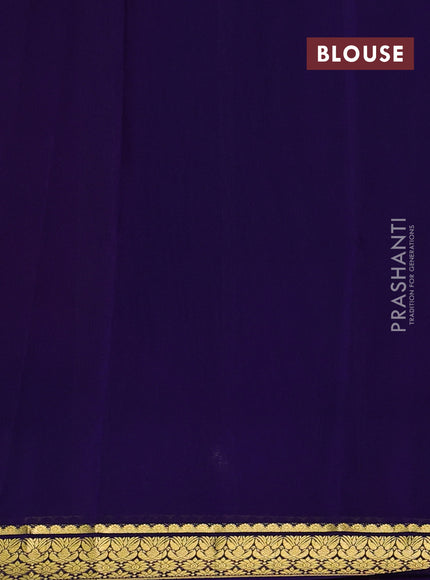 Pure mysore silk sareee dark pink and violet with plain body and zari woven border