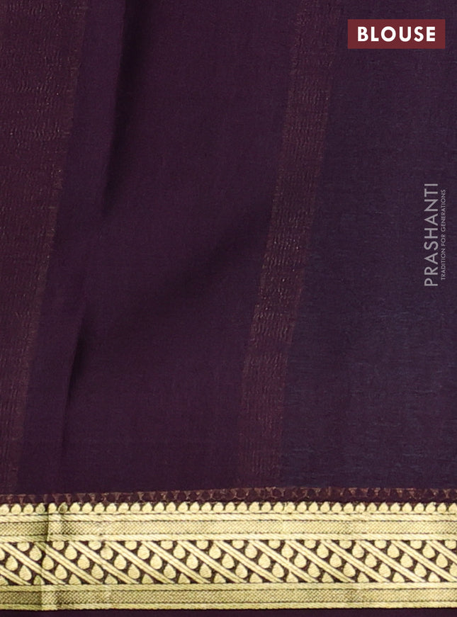 Pure mysore silk sareee teal blue and wine shade with plain body and zari woven border