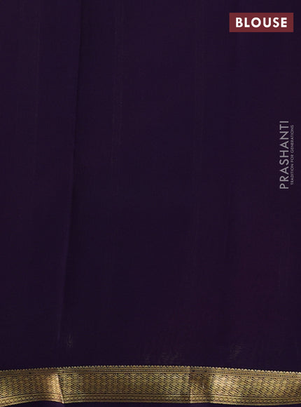 Pure mysore silk sareee pink and violet with plain body and zari woven border