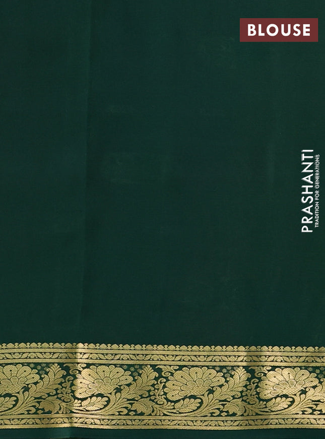 Pure mysore silk sareee mustard yellow and bottle green with zari woven buttas and zari woven border