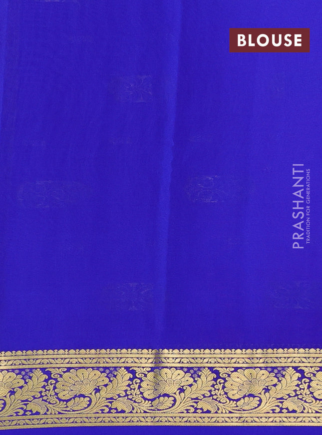 Pure mysore silk sareee dark pink and blue with zari woven buttas and zari woven border