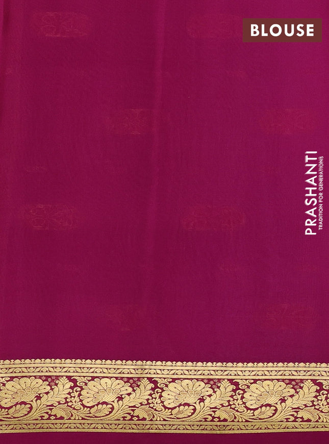 Pure mysore silk sareee light blue and magenta pink with zari woven buttas and zari woven border
