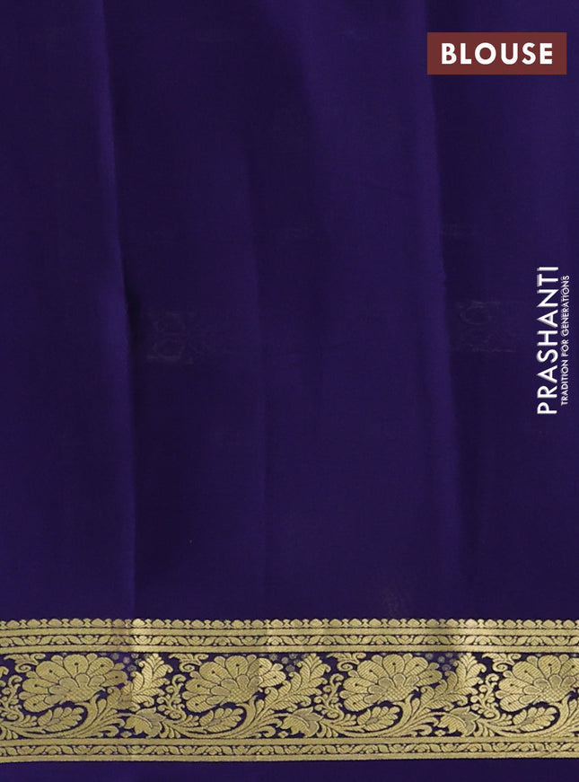 Pure mysore silk sareee teal green and navy blue with zari woven buttas and zari woven border